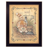 Iron Your Troubles Kitty Cat Black Framed Print Wall Art