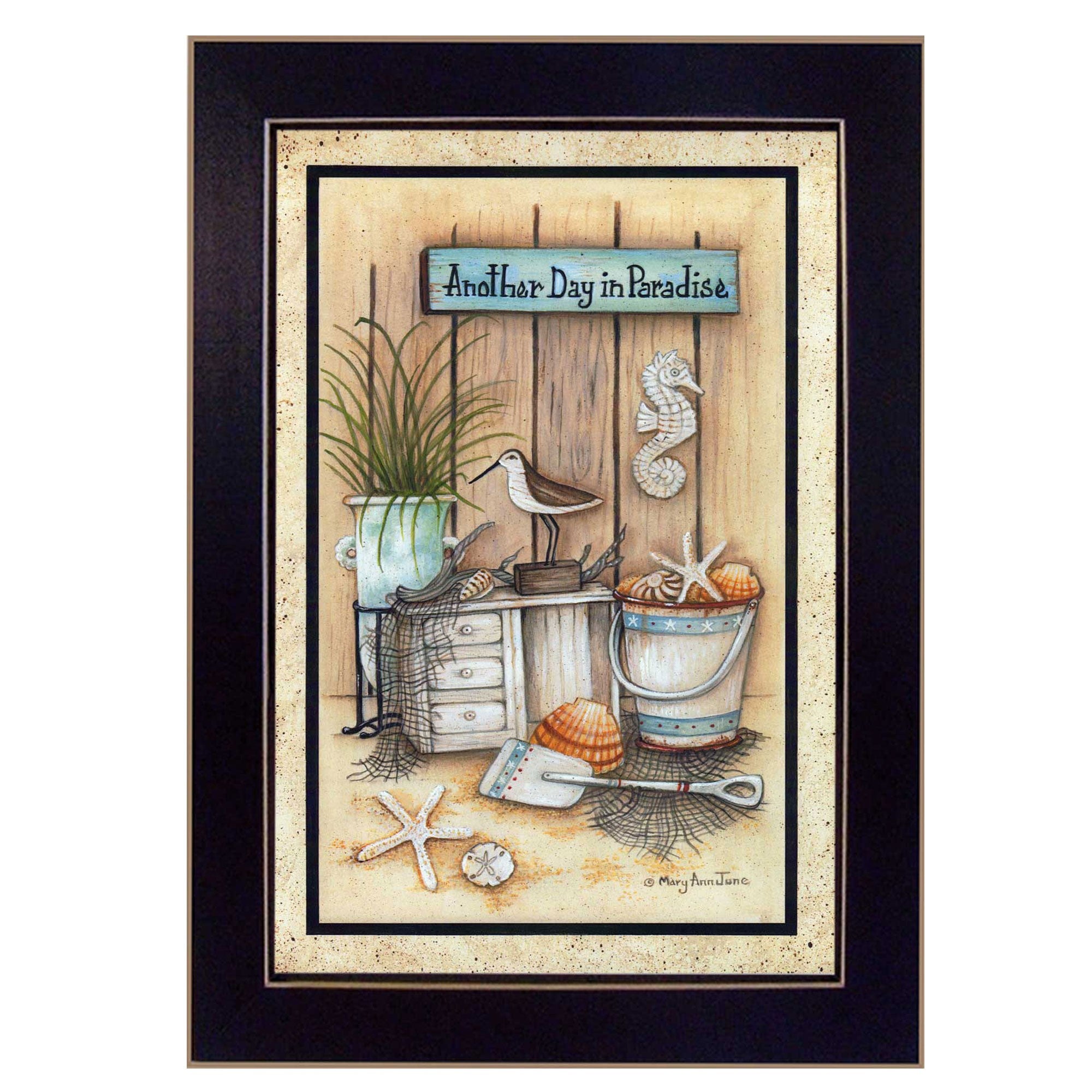 Another Day In Paradise 1 Black Framed Print Wall Art