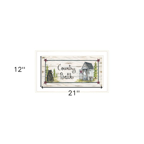 Country Bath 1 White Framed Print Bathroom Wall Art