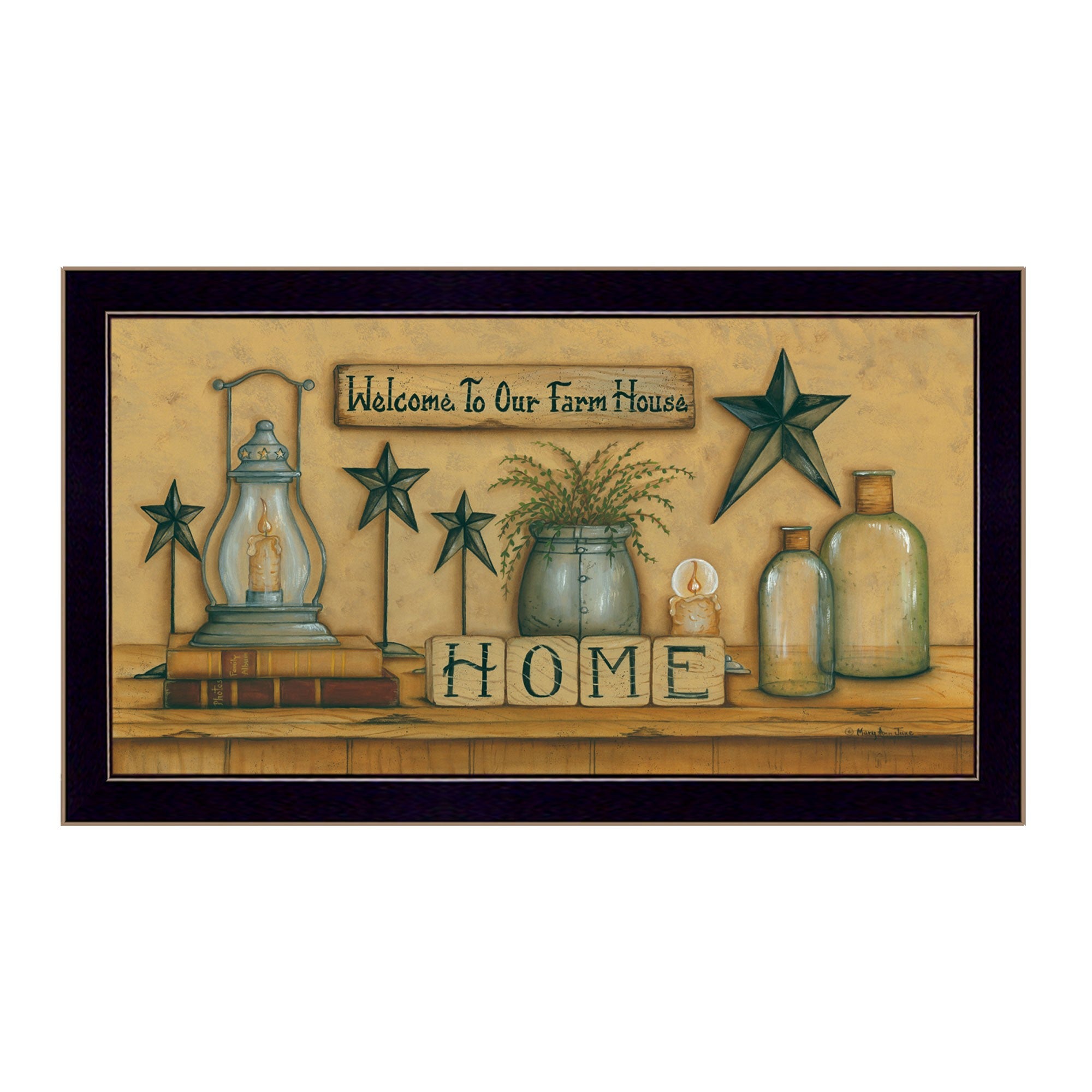Welcome To Our Farm House Black Framed Print Wall Art