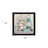 Lantern On Books 1 Black Framed Print Wall Art