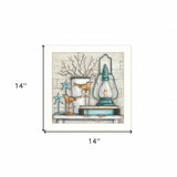 Lantern On Books 2 White Framed Print Wall Art