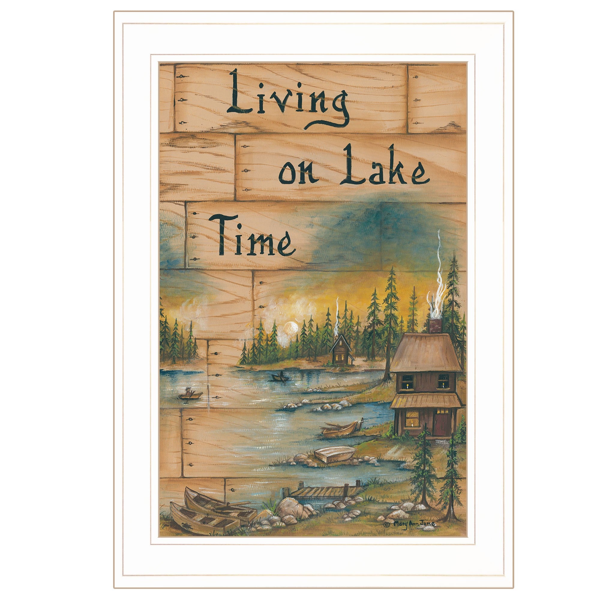 Living On The Lake 1 White Framed Print Wall Art