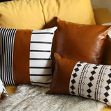 Decorative Vegan Faux Leather Throw Pillow