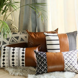 Decorative Vegan Faux Leather Throw Pillow