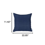 22" X 22" Navy Blue Solid Color Handmade Faux Leather Throw Pillow Cover