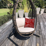 14" X 20" Red And White Corals Blown Seam Coastal Lumbar Indoor Outdoor Pillow