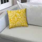 14" X 20" Cream And White Blown Seam Paisley Lumbar Indoor Outdoor Pillow