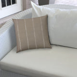 14" X 20" Taupe And White Blown Seam Polka Dots Lumbar Indoor Outdoor Pillow