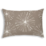 14" X 20" Taupe And White Blown Seam Floral Lumbar Indoor Outdoor Pillow