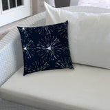 14" X 20" Navy Blue And White Blown Seam Floral Throw Indoor Outdoor Pillow