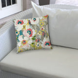 Gray Floral Painted Indoor Outdoor Sewn Lumbar Pillow