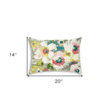 Gray Floral Painted Indoor Outdoor Sewn Lumbar Pillow