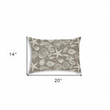 14" X 20" Cream And Gray Seashells Blown Seam Nautical Lumbar Indoor Outdoor Pillow