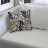 14" X 20" Brown And Black Blown Seam Tropical Lumbar Indoor Outdoor Pillow