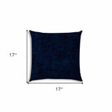 17" X 17" Medium Blue Blown Seam Solid Color Lumbar Indoor Outdoor Pillow