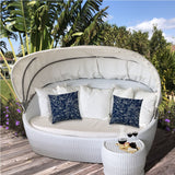 17" X 17" Navy Blue Blown Seam Indoor Outdoor Lumbar Pillow