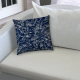 17" X 17" Navy Blue Blown Seam Indoor Outdoor Lumbar Pillow