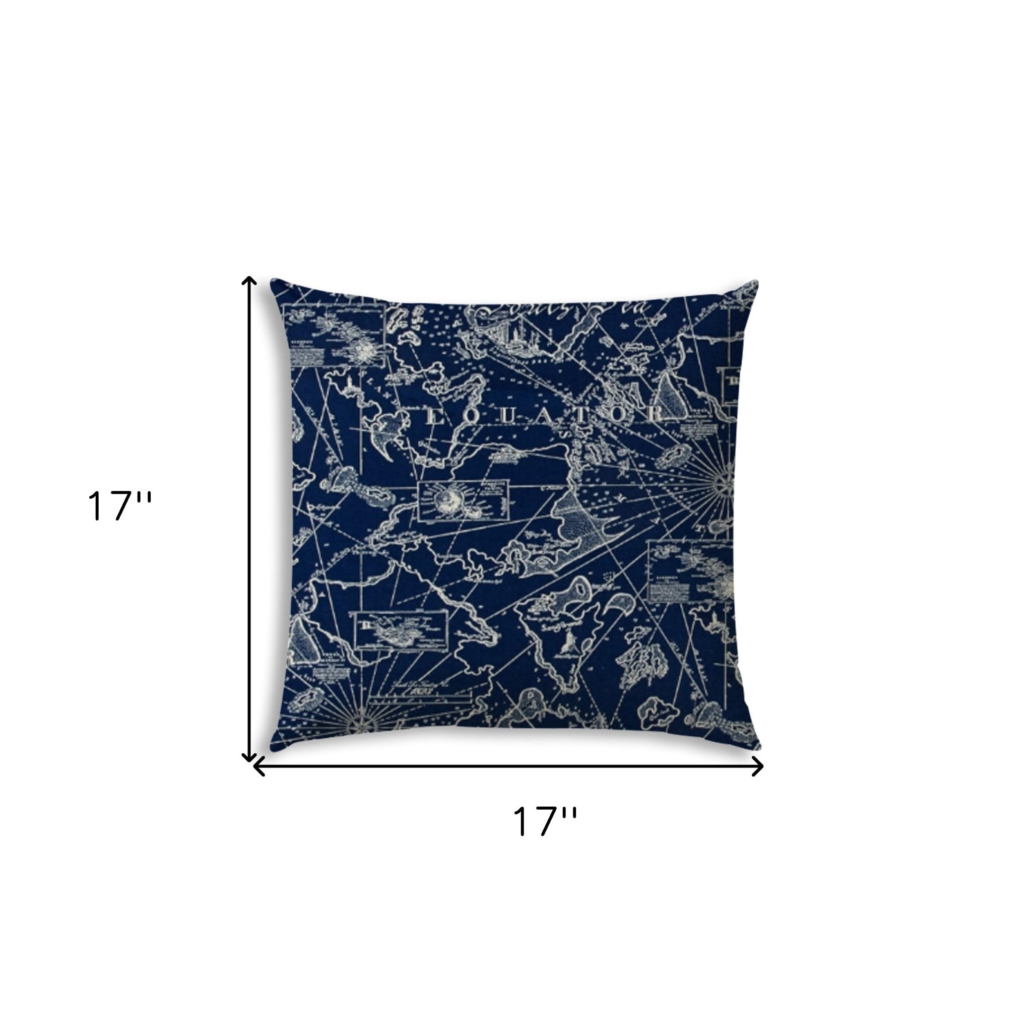 17" X 17" Navy Blue Blown Seam Indoor Outdoor Lumbar Pillow