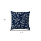 17" X 17" Navy Blue Blown Seam Indoor Outdoor Lumbar Pillow