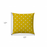 17" X 17" White And Yellow Blown Seam Polka Dots Lumbar Indoor Outdoor Pillow