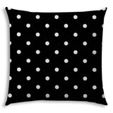 17" X 17" Black And White Blown Seam Polka Dots Lumbar Indoor Outdoor Pillow