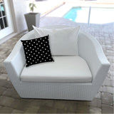 17" X 17" Black And White Blown Seam Polka Dots Lumbar Indoor Outdoor Pillow