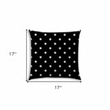 17" X 17" Black And White Blown Seam Polka Dots Lumbar Indoor Outdoor Pillow