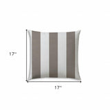 17" X 17" Taupe And Ivory Blown Seam Striped Lumbar Indoor Outdoor Pillow