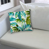 17" X 17" Navy Blue Blown Seam Tropical Lumbar Indoor Outdoor Pillow