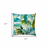 17" X 17" Navy Blue Blown Seam Tropical Lumbar Indoor Outdoor Pillow