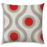 17" X 17" Coral And White Blown Seam Ogee Lumbar Indoor Outdoor Pillow