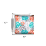 17" X 17" Orange And White Zippered Floral Throw Indoor Outdoor Pillow