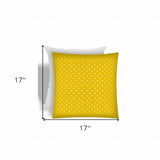 17" X 17" White And Yellow Zippered Polka Dots Throw Indoor Outdoor Pillow