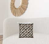 17" X 17" Taupe And Chocolate Zippered Trellis Throw Indoor Outdoor Pillow