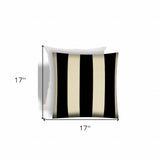 17" X 17" Black And Ivory Zippered Striped Throw Indoor Outdoor Pillow