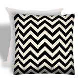 17" X 17" Black And Ivory Zippered Zigzag Throw Indoor Outdoor Pillow