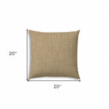 20" X 20" Tan And White Blown Seam Solid Color Throw Indoor Outdoor Pillow