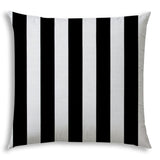 20" X 20" Black And White Blown Seam Striped Throw Indoor Outdoor Pillow