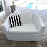 20" X 20" Black And White Blown Seam Striped Throw Indoor Outdoor Pillow