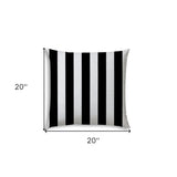 20" X 20" Black And White Blown Seam Striped Throw Indoor Outdoor Pillow