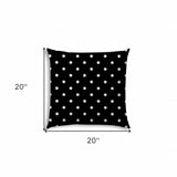 20" X 20" Black And White Blown Seam Polka Dots Throw Indoor Outdoor Pillow