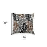 20" X 20" Brown And Black Blown Seam Tropical Throw Indoor Outdoor Pillow