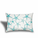 Set Of Three 18" X 18" Ocean Blue And White Corals Blown Seam Coastal Throw Indoor Outdoor Pillow