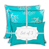 18" X 18" Ocean Blue And White Corals Zippered Coastal Throw Indoor Outdoor Pillow