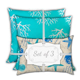 18" X 18" Ocean Blue And White Zippered Nautical Throw Indoor Outdoor Pillow