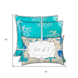 18" X 18" Ocean Blue And White Zippered Nautical Throw Indoor Outdoor Pillow