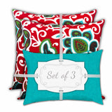 18" X 18" Turquoise And Green Zippered Floral Throw Indoor Outdoor Pillow