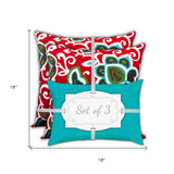 18" X 18" Turquoise And Green Zippered Floral Throw Indoor Outdoor Pillow