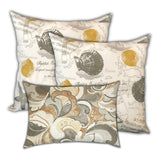 Set Of Three 18" X 18" White And Beige Seashells Zippered Nautical Throw Indoor Outdoor Pillow